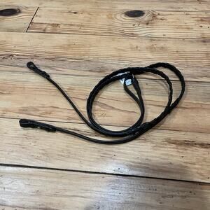 Schockemohle Laced Braided Reins 5/8” Espresso/Silver with fancy stitching